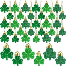 Fovths 36 Pieces 2 Sizes St Patrick's Day Shamrocks Ornament Set 3 Green