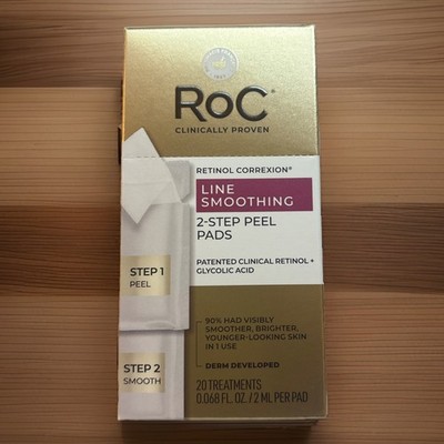 Roc Retinol Correxion Line Smoothing 2-Step Peel Pads 20 Treatments NIB