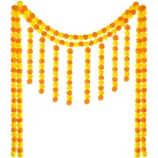 1 Set Artificial Marigold Flower Strands Tassel Garland for Diwali 5 Feet Lon...