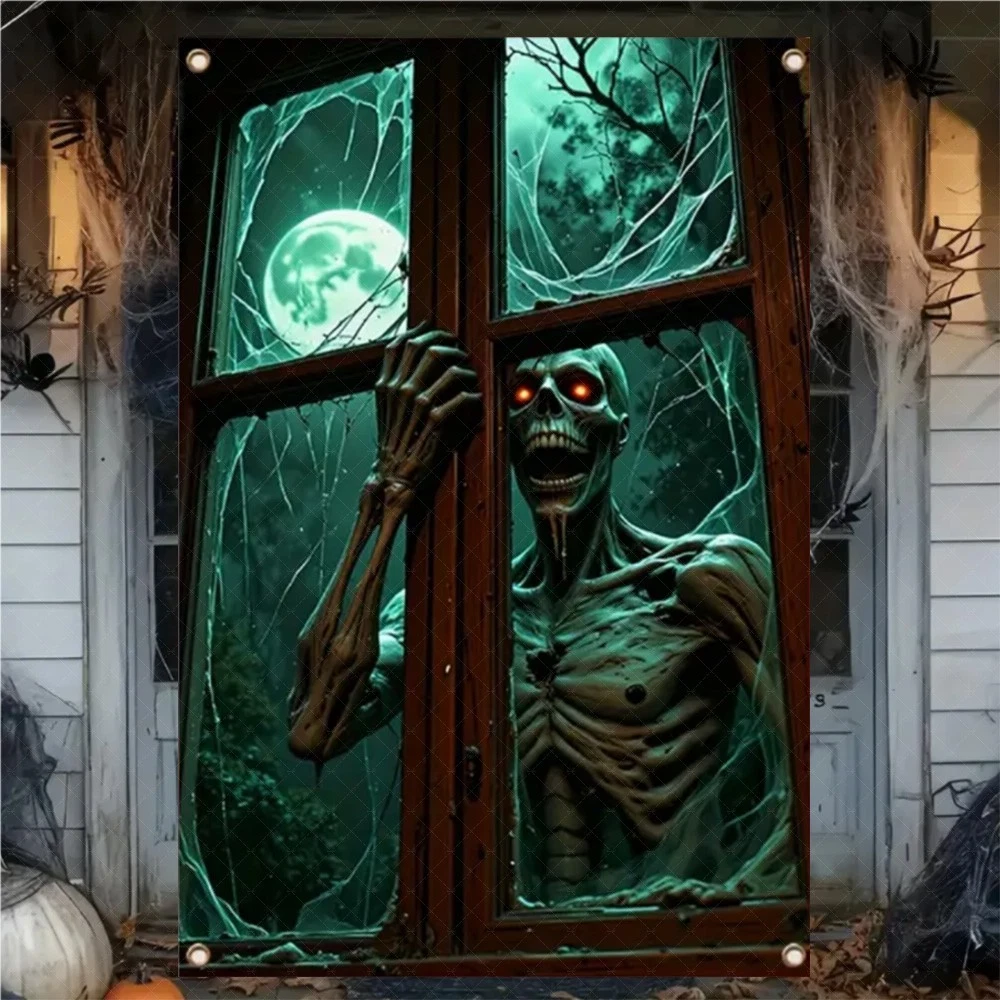 Halloween horror window banner design