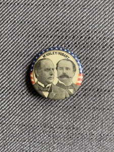1896 William McKinley Garret Hobart 1.25" Pinback Antique Political Button
