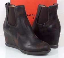 Donald J Pliner Dillon Wedge Heels Booties Espresso Vintage Brown Suede Size 10