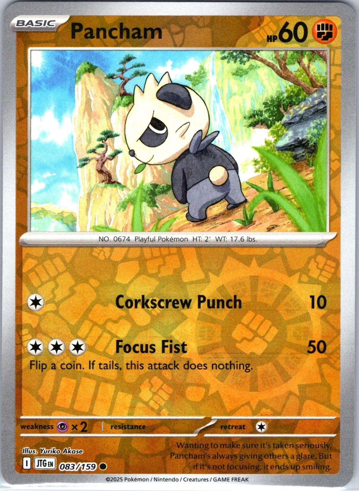 Pancham 083/159 Common Journey Together Pokemon Reverse Holo Near Mint