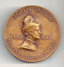 SCARCE Bronze Medal Actor JOHN DREW'S 50th Anniv. First Time On Stage 1873-1923