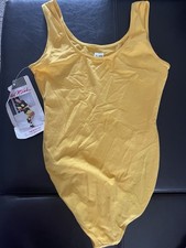 NWT Vintage 80s Yellow Body Suite. Rachel McLish Size Large