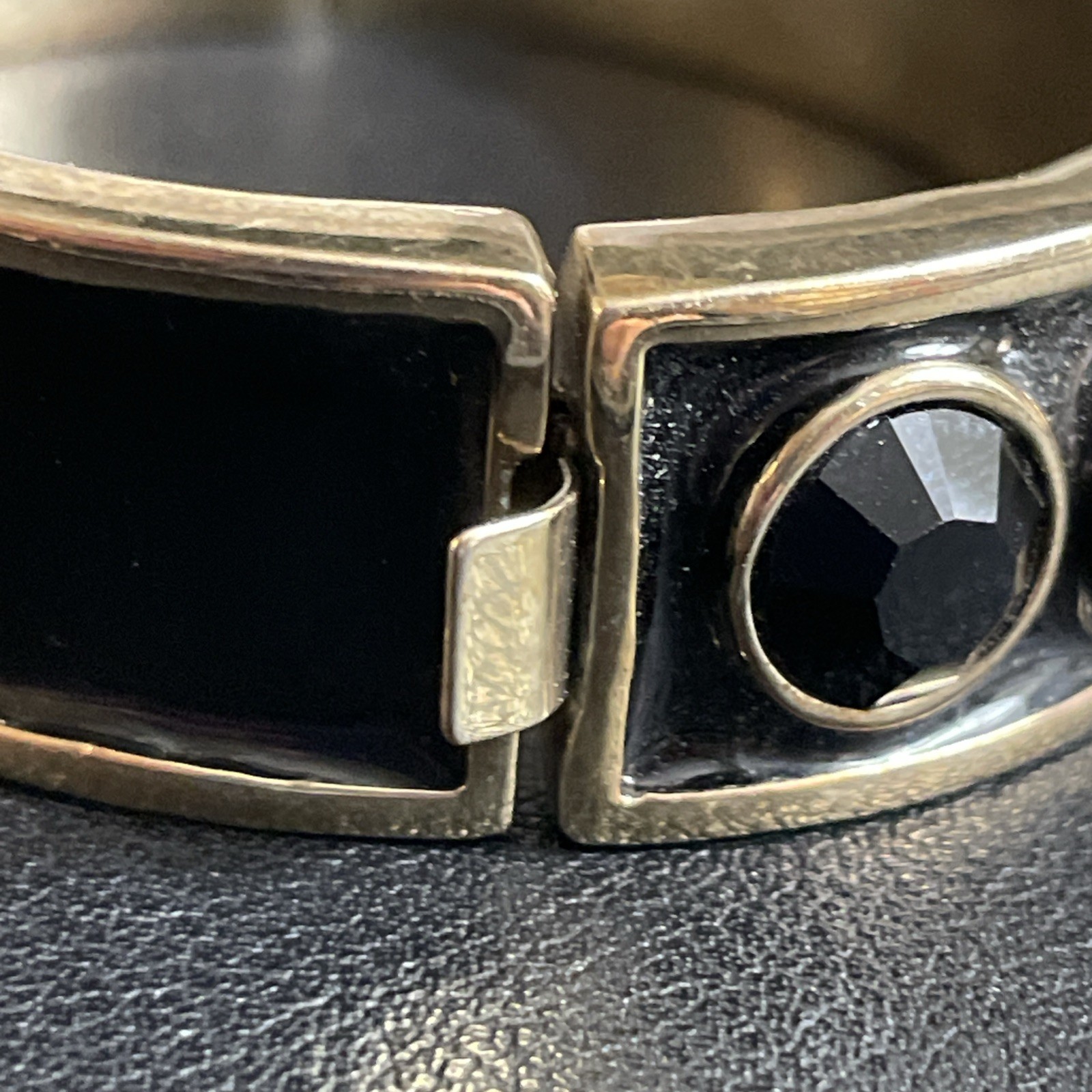 GIVENCHY Hinged Bangle Designer Elegant Black Ena… - image 7