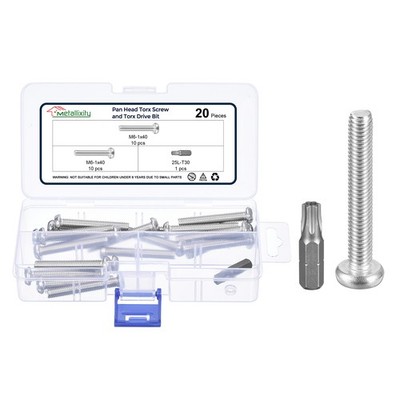 Pan Head Torx Screw (M6-1x25mm) 30Pcs, 304 Stainless Steel, Silver Tone