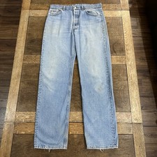 Vintage USA Levi  s 501 Jeans Mens Fit 34x33 Light Wash Button Fly Faded 90  s