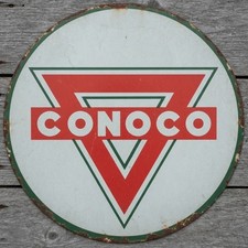Conoco Gasoline 8" Diameter Retro Novelty Metal Sign Made In USA New!