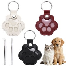 Dog Fur Storage Keychain,Paw Shaped with Tweezer, Black/Red/White,3Pack 