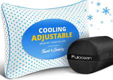 Small Cooling Shredded Memory Foam Pillow for Travel  Camping, Compressible Adj