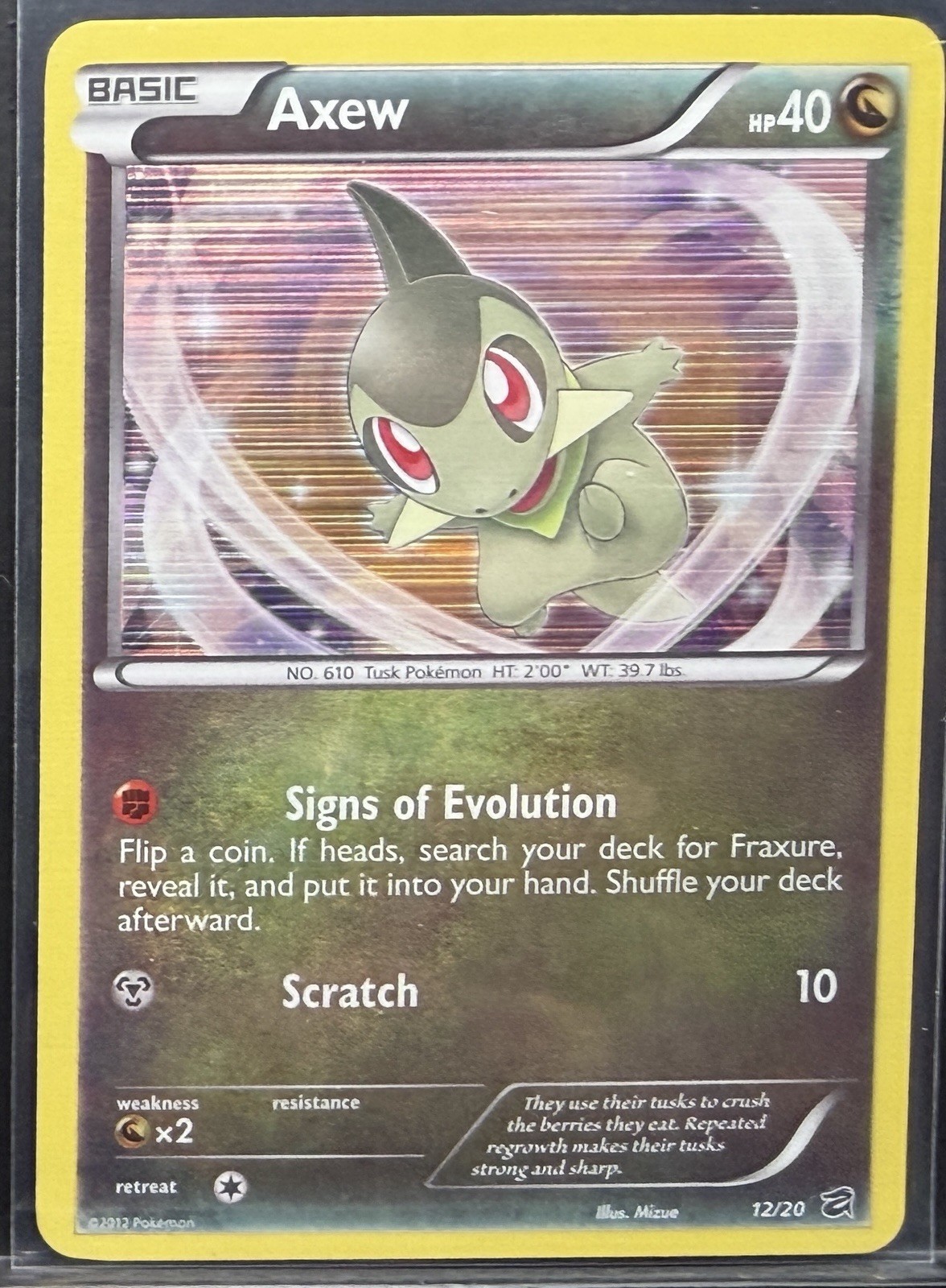 Axew 12/20 Holo Rare - Dragon Vault Black & White Pokemon TCG NM
