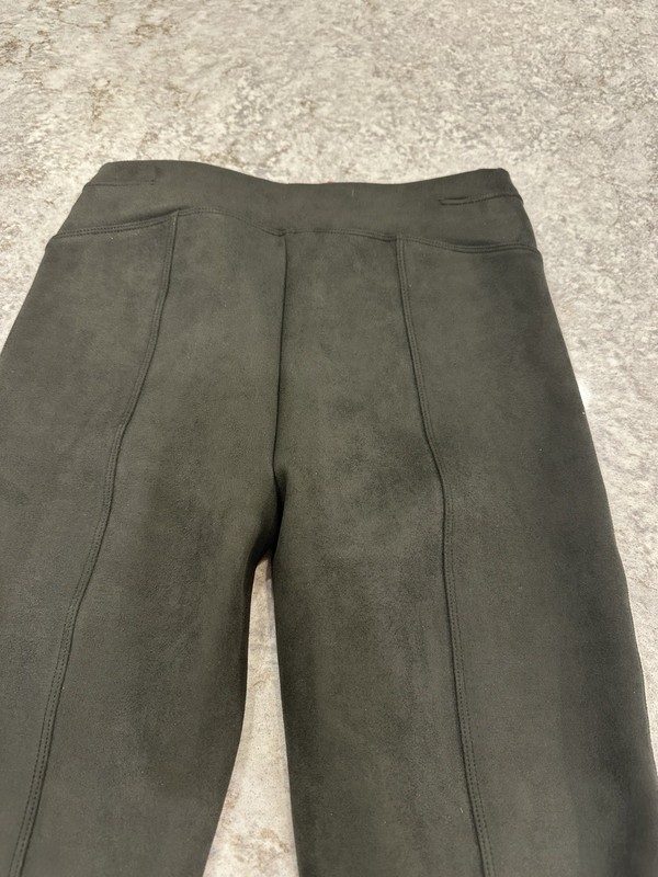 Spanx Leggings Pants Womens Olive Green Faux Suede Pull On Stretch Small