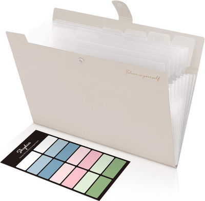 Expanding File Organizer with 8 Pockets, Accordion File Folders with Labels, Por