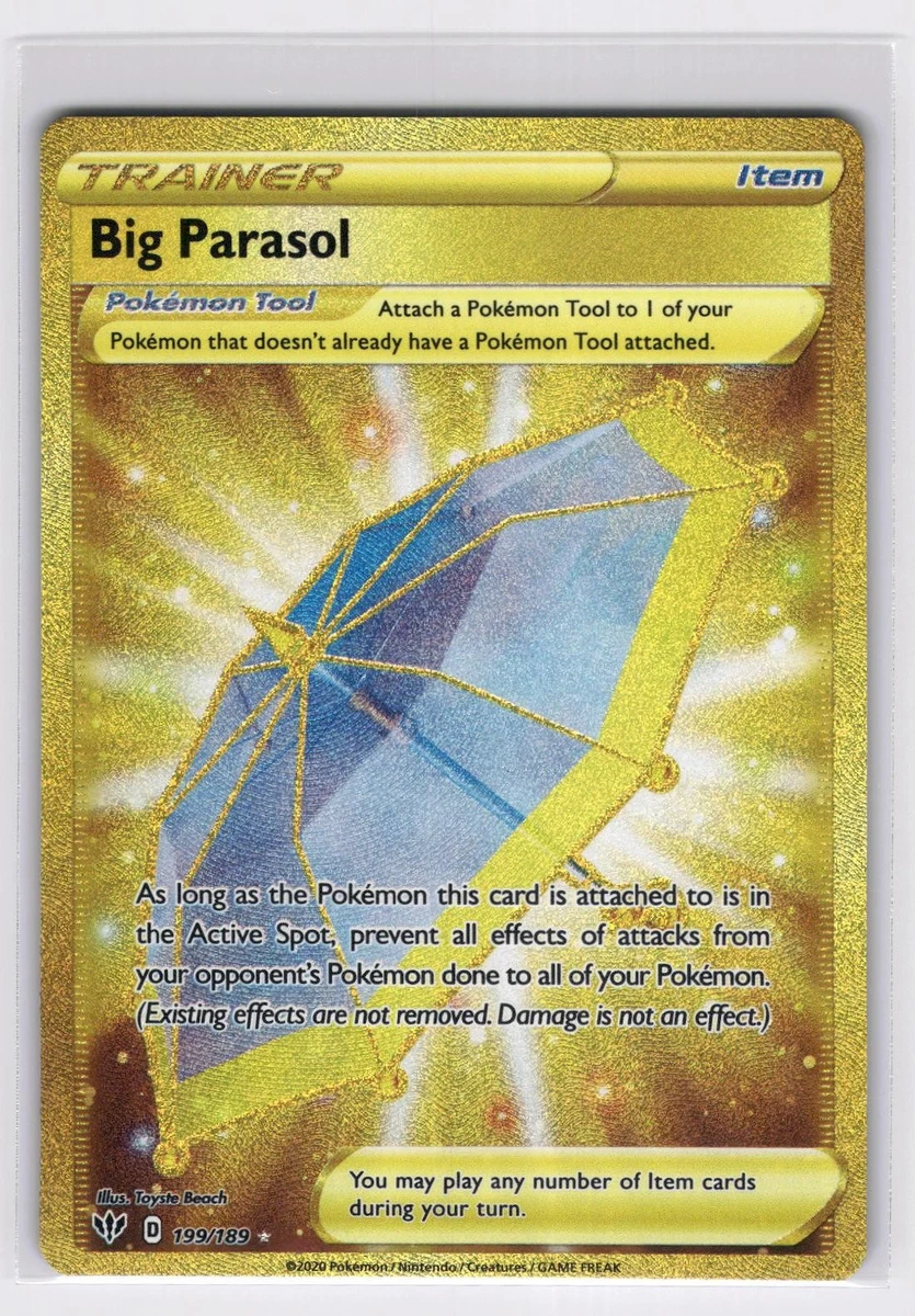 gold umbrella pokemon card - Big Parasol - 199/189 - Darkness Ablaze - Full Art Tool / / Card Text CGC Graded 10 Big Parasol
