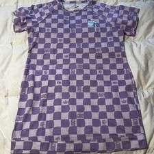 Juicy Couture T Shirt Dress Womens XL Purple Checker Spell Out & Crown Logos