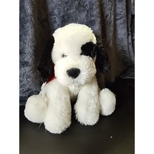 Russ International Dog 9" Plush White Black with Red Bow Item 48030P