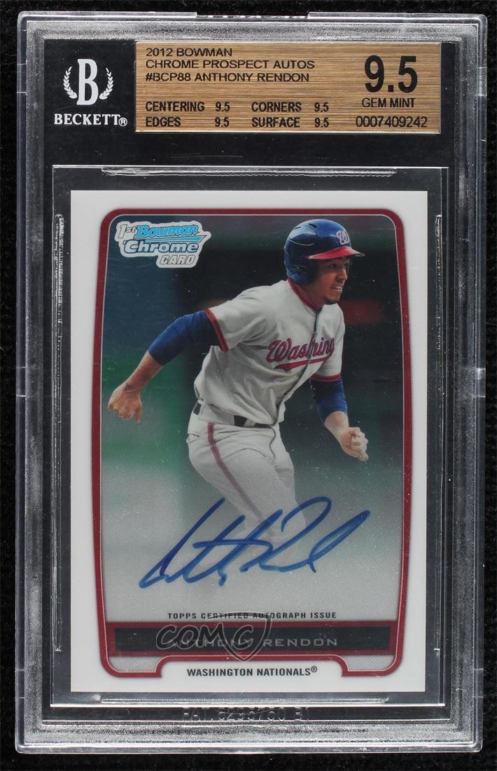 2012 Bowman Chrome Prospects Anthony Rendon #BCP88 BGS 9.5 GEM MINT Auto 3g3
