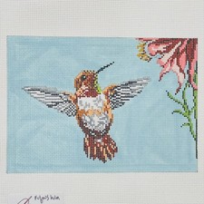 Needle Crossings Hand painted Needlepoint Canvas 7" x 5" Rufous Hummingbird bird