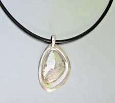 SILPADA Sterling Silver Hammered Asymmetrical Black Cord Pendant Necklace S1748