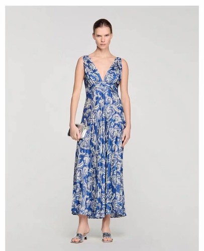 Sandro Collar Short Sleeve Shirt Dress Contrasting Midi Dress for Ladies