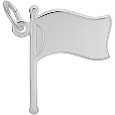Waving Flag Charm - Metal - Sterling Silver