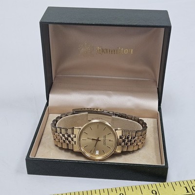 Hamilton Masterpiece Wrist Watch Men Gold Tone Date Swiss New
