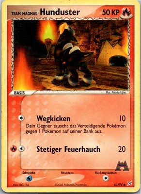 Pokémon Hunduster 63/95 EX Team Magma vs Team Aqua 2005 Deutsch