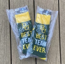 Baylor University Bears For Bare Feet Yellow and Green Team Spirit Socks NWT