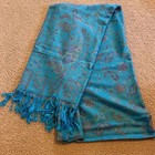 NWOT Blue Paisley Soft Fringed Scarf / Shawl