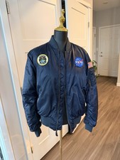 Alpha Industries Bomber NASA space Jacket With Patches MA-1amwrocan Flag Nylon