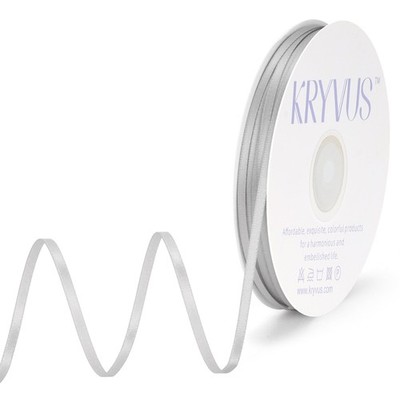 Deep Silver Ribbon - Satin Ribbon 1/8 inch x Continuous 100 Yards - Double Fa...