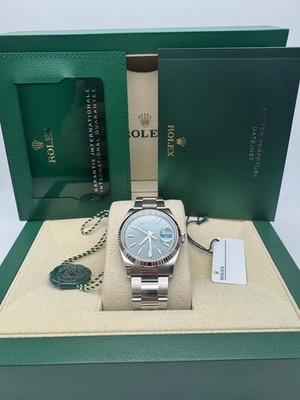 2025 Rolex Datejust 36 126234 18K Fluted Mint Green Dial Oyster Watch Box Papers