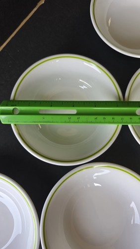 Set 8 ciotole per cereali vintage Corelle by Corning fascia bianca verde 6,25" made in USA - Foto 5 di 6