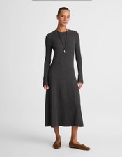 NWT Madewell Women Signature Knit Crewneck Midi Sweater Dress Sz Med. Charcoal