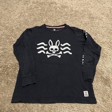 Psycho Bunny Shirt Youth Large Preppy Pima Cotton Graphic Print Logo Black