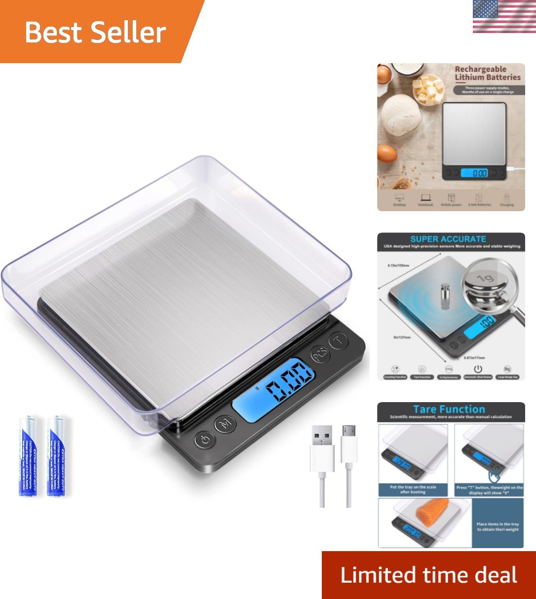Small Digital Gram Scale 1000g by 0.01g, High Accuracy Scale