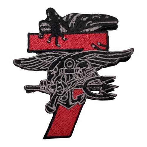 US Navy SEAL Trident Patch #7 Red Black Tactical Embroidered Morale Patch 3"