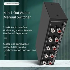 RCA AUX Audio Switcher 4 In 1 Stereo Selector Box 3.5mm L/R Passive Splitter