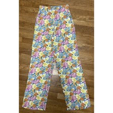 Women  s ZARA Floral Graphic Wide Leg Pants Size XS NWT B6