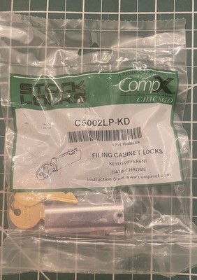 Compx Chicago C5002lp-kd Push In File Cabinet Lock New 2 Key Strong Old Stock