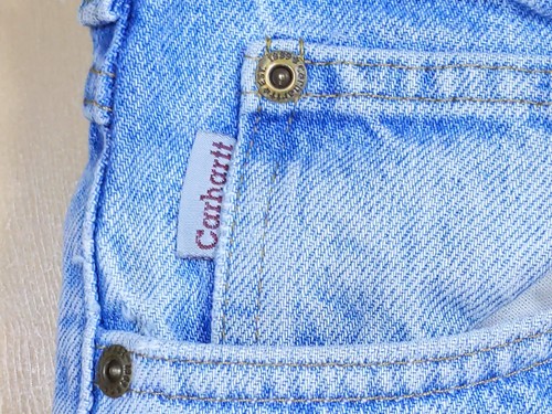 VTG Carhartt Mens 44x30 (41x29) Relaxed Fit Jeans Light Wash Denim Distressed - Picture 9 of 17