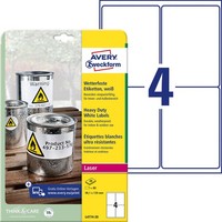 Avery Zweckform Wetterfeste Folienetiketten L4774-20 Weiß 99,1 X 139,0 Mm,...