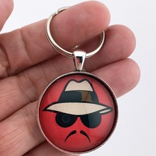 Vintage Lowrider Man Logo Emblem Decal CHOOSE BACKGROUND COLOR 1.2" Keychain