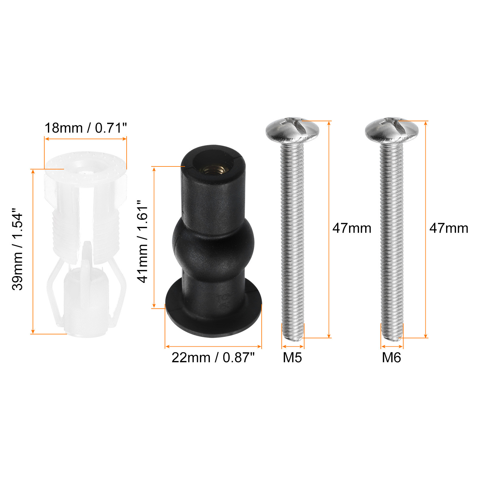 Toilet Seat Hinge Fixings, Plastic Toilet Seat Screws and Bolts