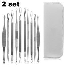 2 Set 10PCS Pimple Popper Blackhead Remover Tool Kit Acne Spot Extractor Tools