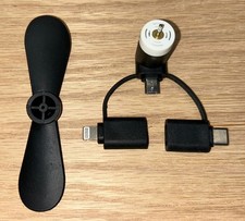Mini USB Cooler Fan, With Micro USB, USB-C and Lightning Connector Adapters