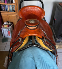 SOLD custom-made ranch saddle with headstall and breast collar included