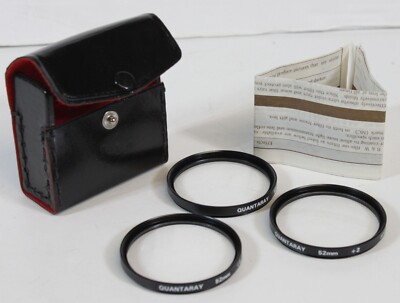 3 Vtg Quantaray Camera Lens Filters 52mm Set Lot +1 +2 +4 in Case Photographer