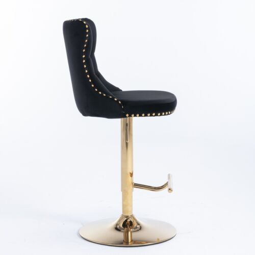 AADEN Lorah 2x Height Adjustable Swivel Bar Stool Velvet Stud Golden Base Chairs - Picture 28 of 48